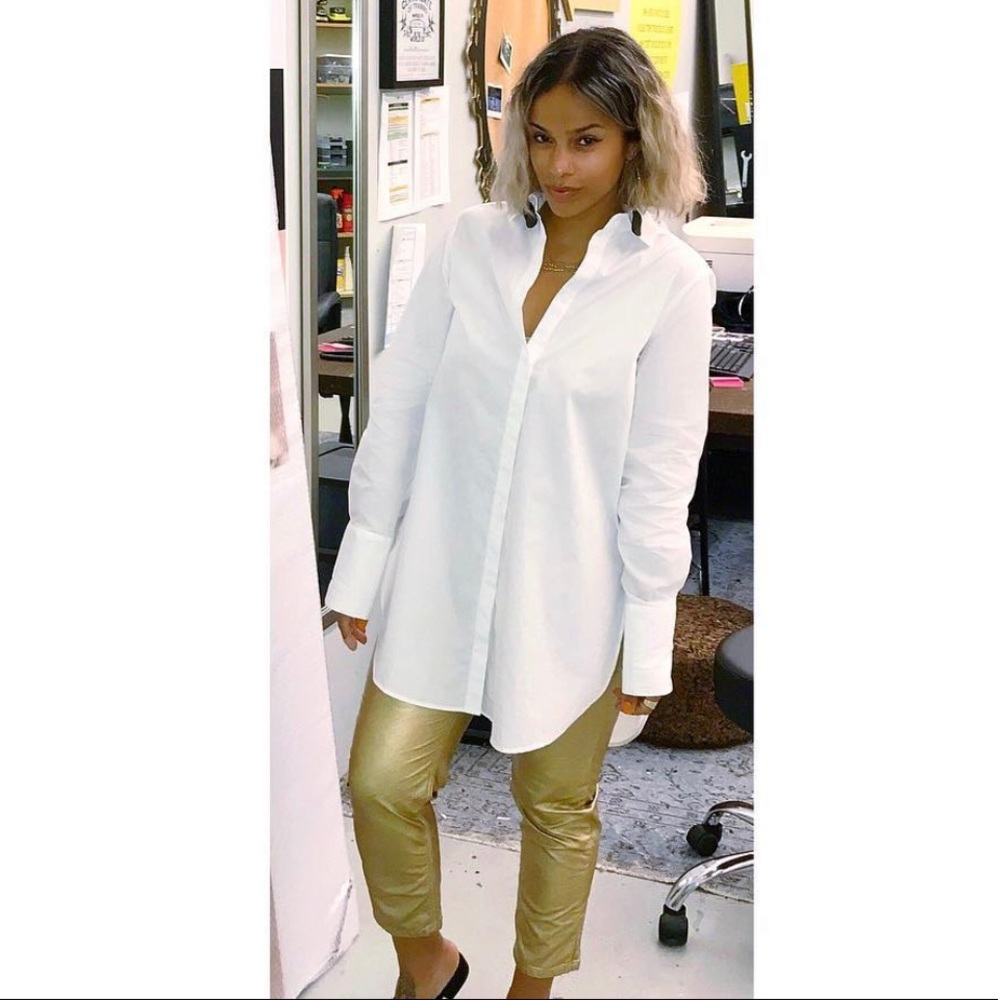 Gold BDG girlfriend faux leather jeans